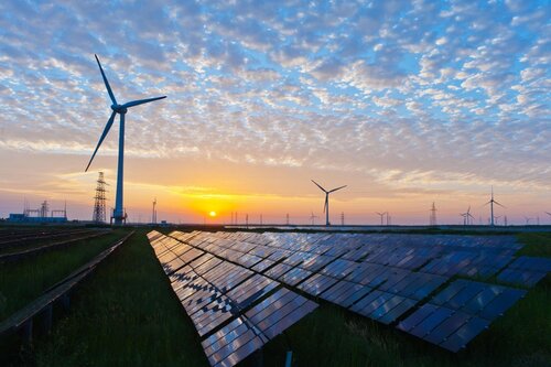 Solar panels and Wind turbines