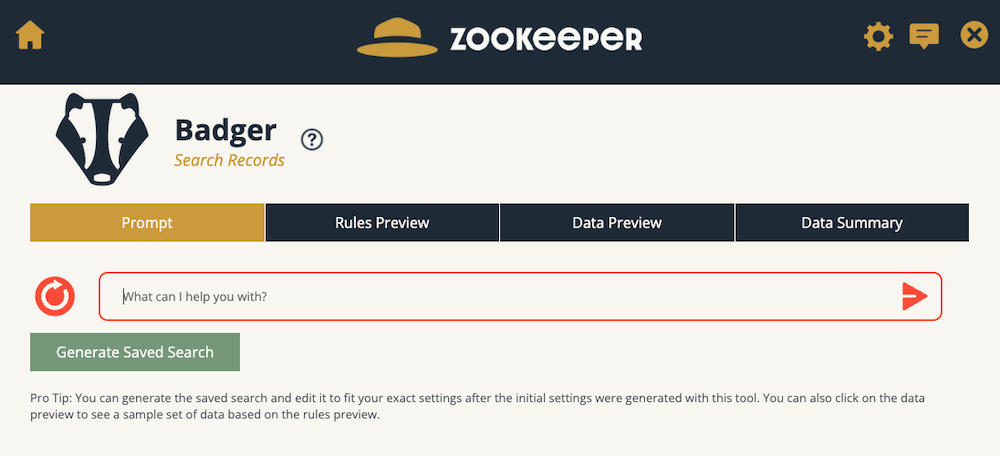 zookeeper badger module prompt screen